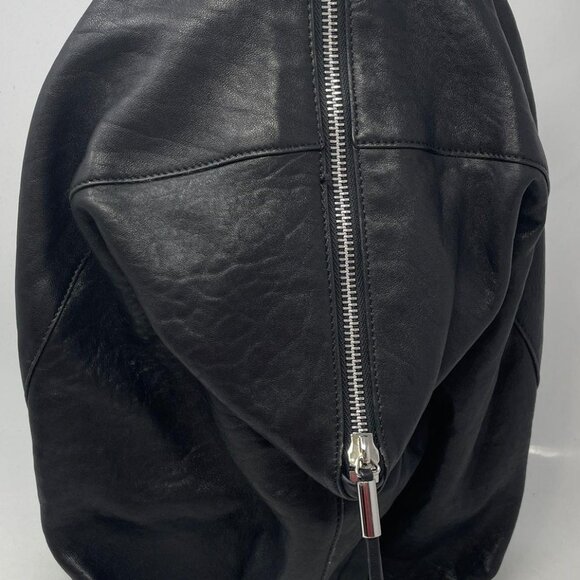 Vince Camuto Womens Adler Black Leather Adjustable Strap Zipper Bookbag Backpack - Picture 1 of 5